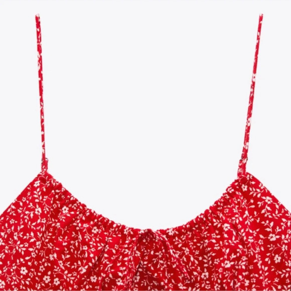 Zara Red Floral Midi Dress - Picture 4 of 11